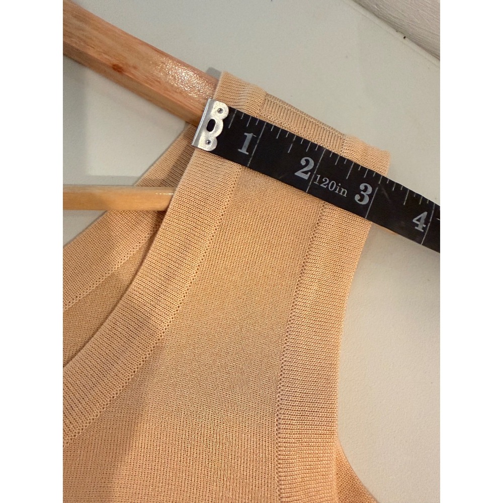Misook Womens Knit Tank Top Side Slit Tan Medium Career Work Classic Old Money - Picture 9 of 10